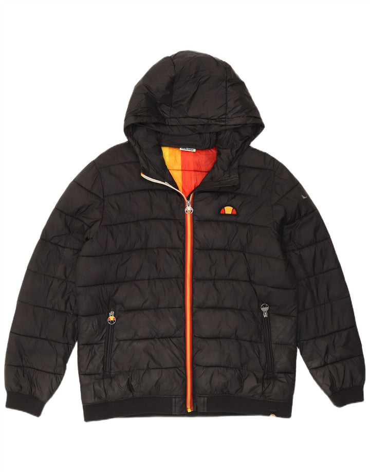 Ellesse Boys Graphic Hooded Jacket 15-16 Years Black Polyester