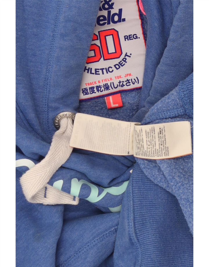 Γυναικείο γραφικό κουκούλα SUPERDRY UK 16 Large Blue Flecked Cotton