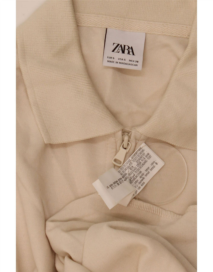 Ανδρικό πουλόβερ Zara Polo με λαιμόκοψη μικρό σε λευκό βαμβακερό