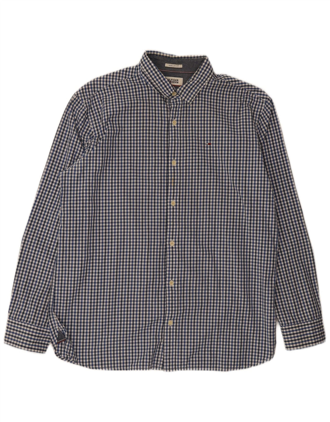 Tommy Hilfiger Ανδρικό πουκάμισο με κανονική εφαρμογή XL Blue Gingham Cotton