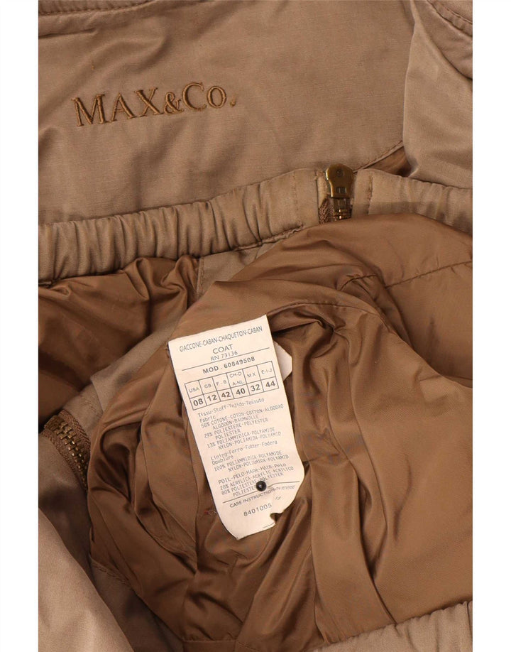 Max & Co. Γυναικείο παλτό με κουκούλα UK 12 μεσαίο καφέ βαμβακερό