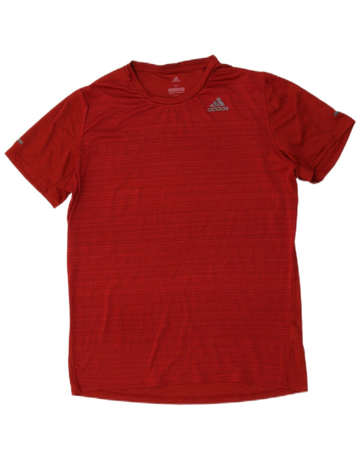 Ανδρικό T-Shirt Climalite Adidas Top μεσαίο κόκκινο ριγέ πολυεστέρα