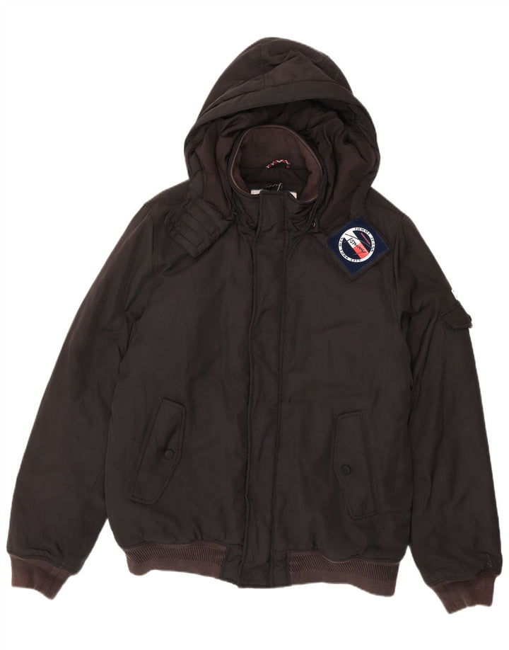 Ανδρικό μπουφάν με κουκούλα Tommy Hilfiger UK 42 XL μαύρο πολυεστέρα
