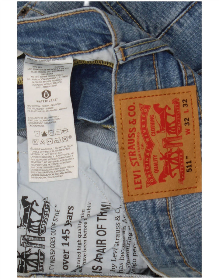 Levi's Mens 511 Slim Jeans W32 L32 Blue Cotton