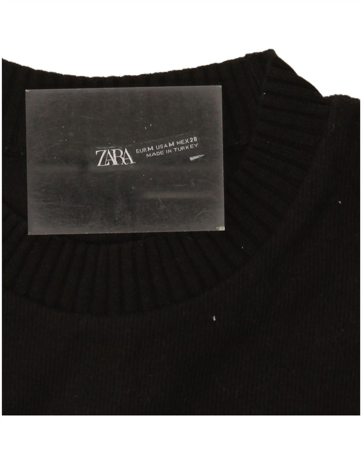 Zara Γυναικείο πουλόβερ με λαιμόκοψη UK 14 Medium Μαύρο