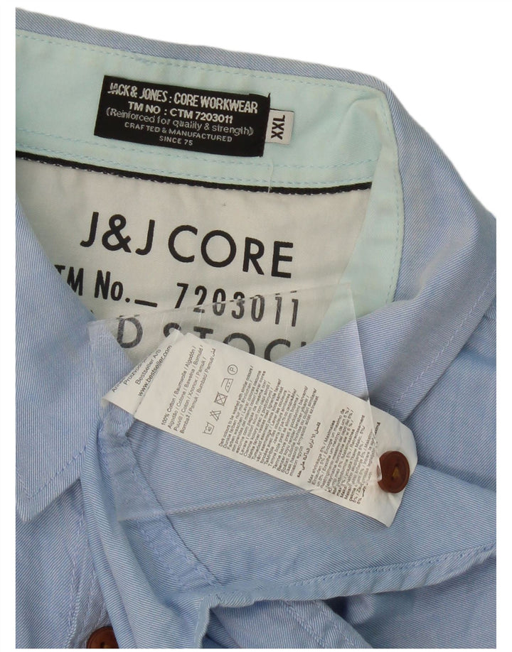 JACK & JONES Mens Short Sleeve Shirt 2XL Blue Cotton
