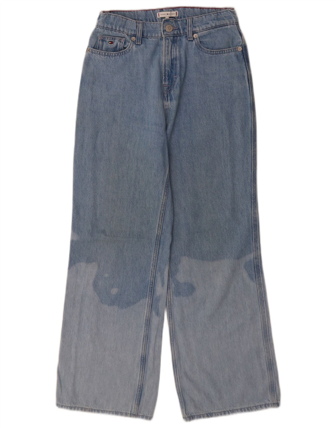 TOMMY HILFIGER Girls Acid Wash Wide Leg Jeans 13-14 ετών W26 L27 Blue