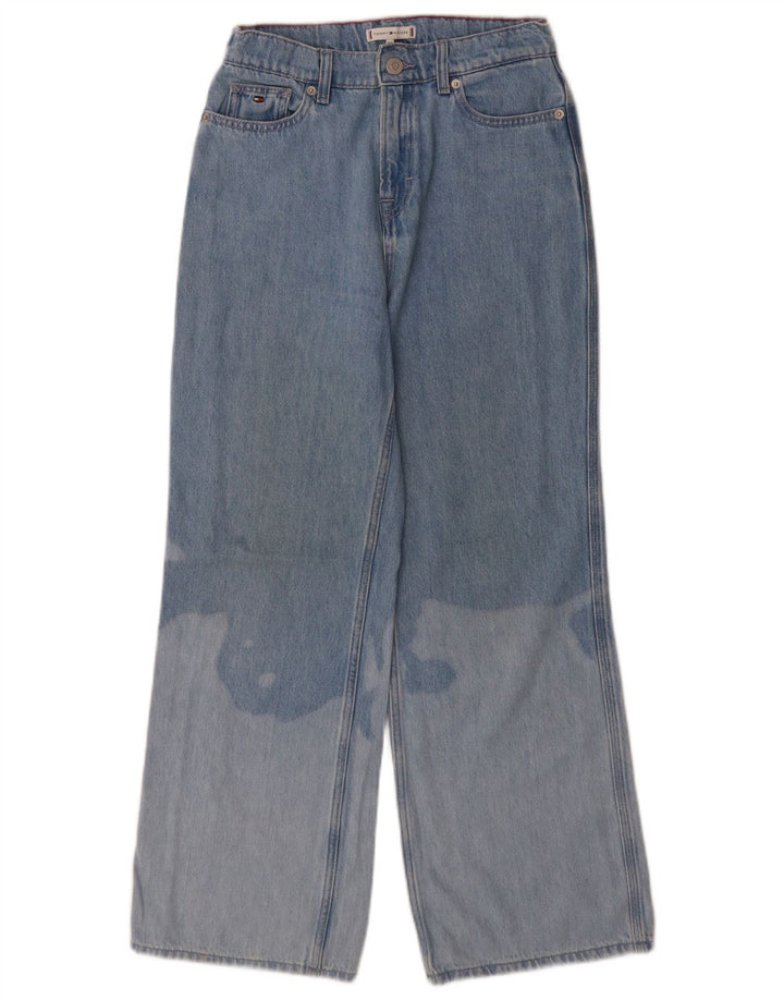 TOMMY HILFIGER Girls Acid Wash Wide Leg Jeans 13-14 ετών W26 L27 Blue