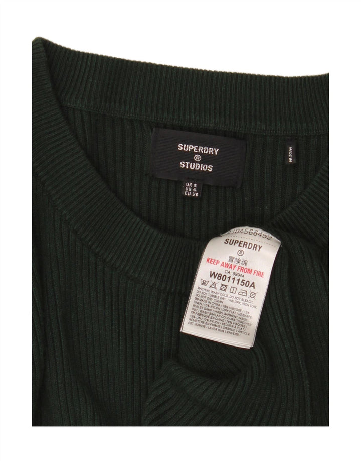 Superdry Γυναικείο πλεκτό Bodycon Φόρεμα UK 8 Μικρή πράσινη βισκόζη