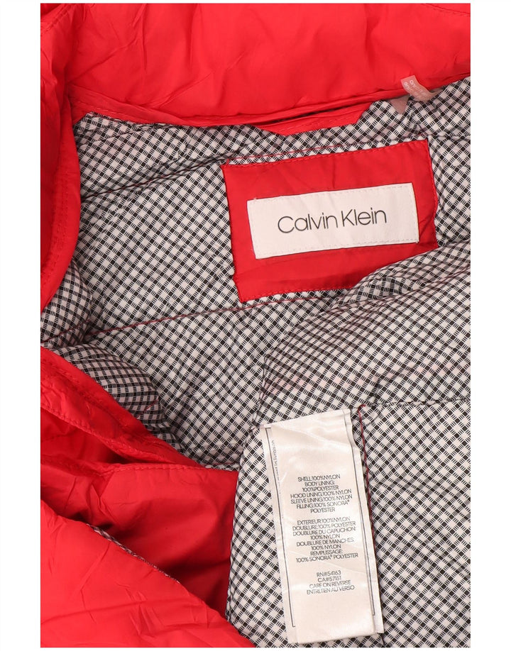 Calvin Klein Γυναικείο μπουφάν με κουκούλα UK 16 μεγάλο κόκκινο νάιλον