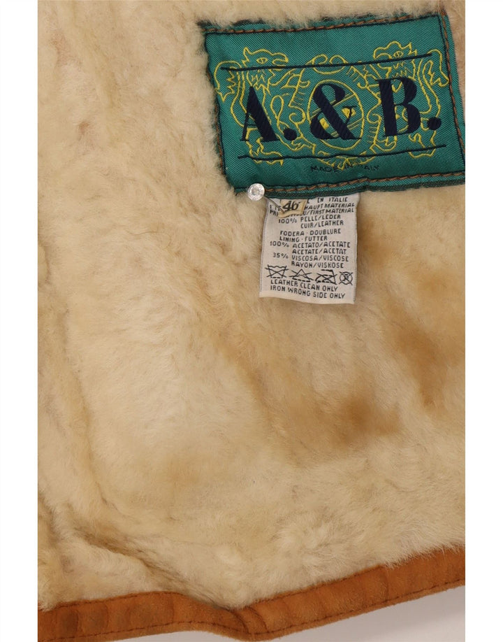 Vintage Γυναικείο Shearling Jacket IT 46 Large Brown Δερμάτινο