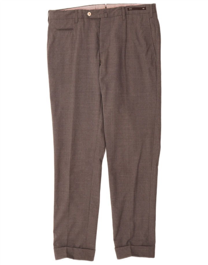VINTAGE Ανδρικό Slim Suit Παντελόνι IT 48 Medium W32 L31 Grey Wool
