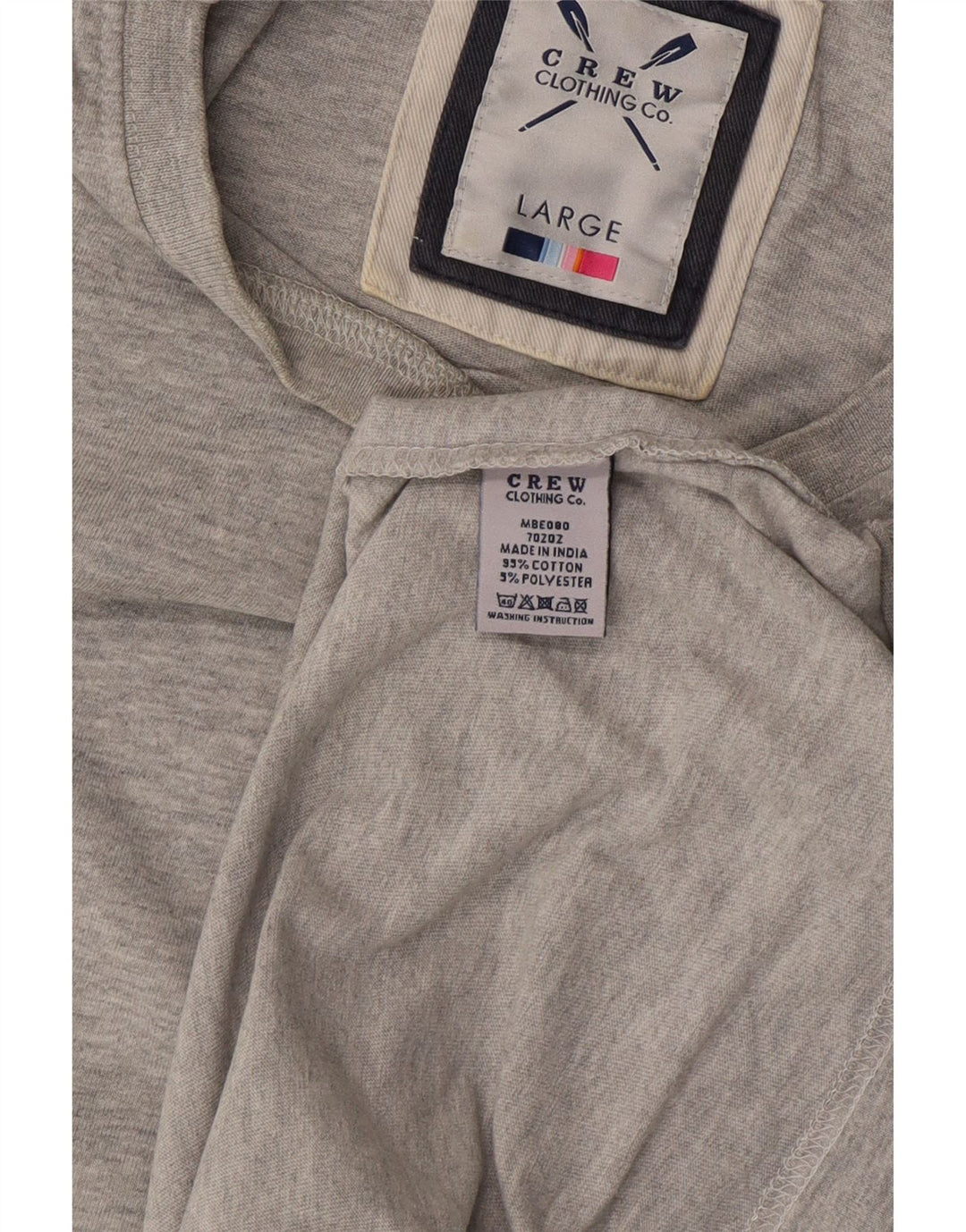 Ανδρικό T-Shirt Crew Clothing Top μεγάλο γκρι βαμβακερό