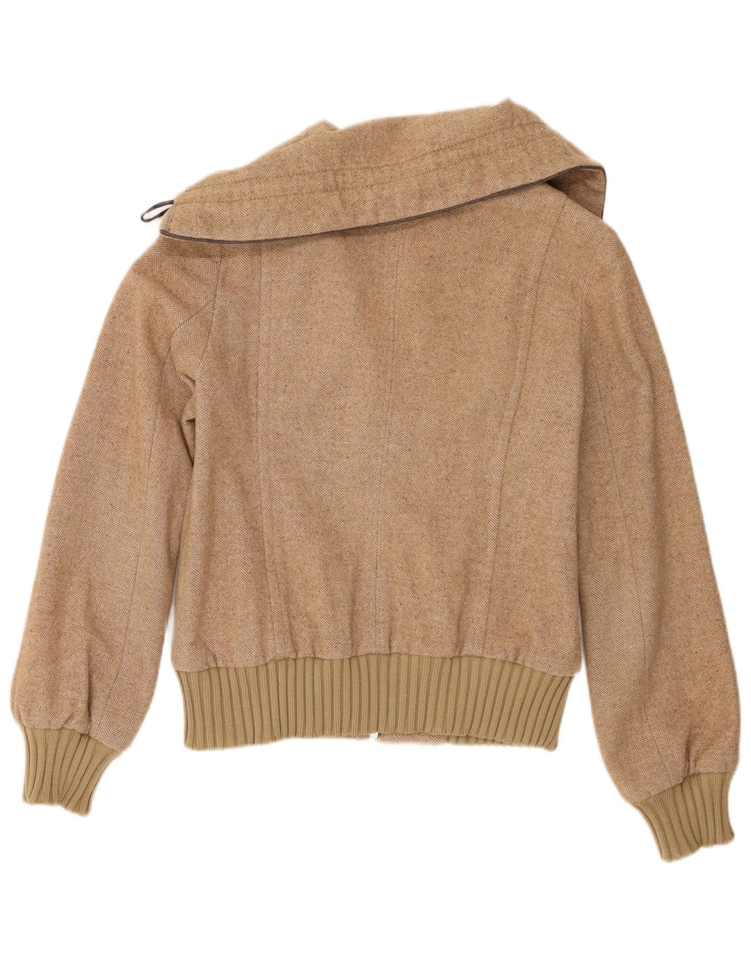 Sisley Γυναικείο μπουφάν Bomber IT 42 Μεσαίο μπεζ μαλλί ψαροκόκαλο