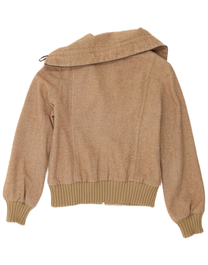Sisley Γυναικείο μπουφάν Bomber IT 42 Μεσαίο μπεζ μαλλί ψαροκόκαλο