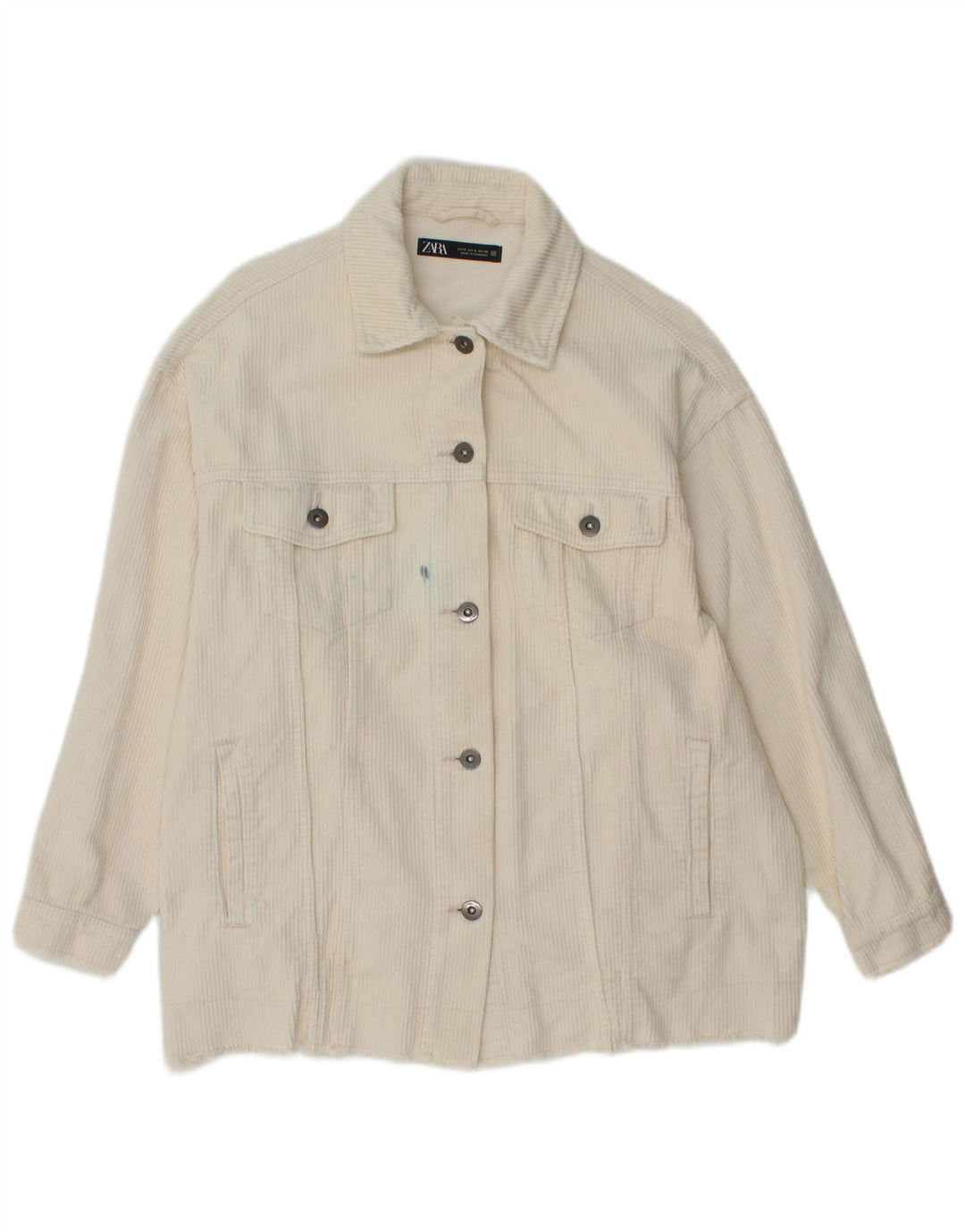 Zara Γυναικείο κοτλέ μπουφάν UK 10 Small Off White Βαμβακερό