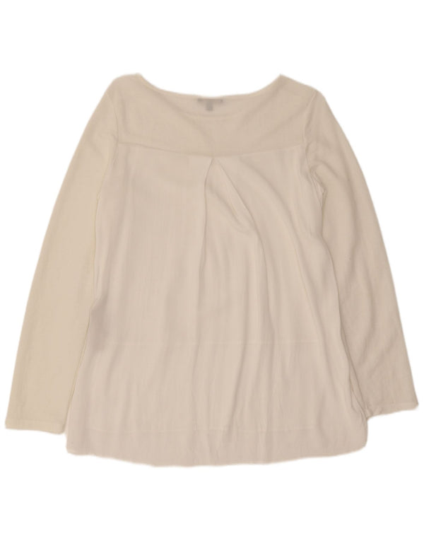 Massimo Dutti Γυναικεία μακρυμάνικη μπλούζα τοπ UK 10 Small White Viscose