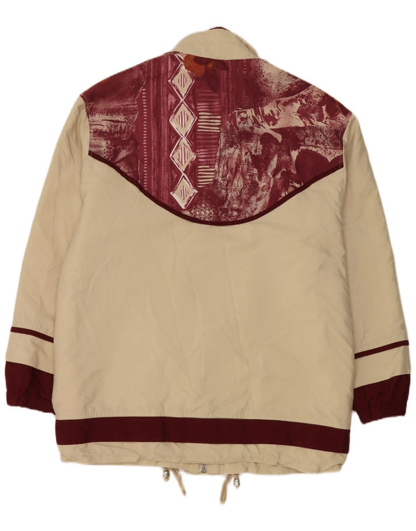 Vintage γυναικείο υπερμεγέθη Utility Jacket UK 8 Small Beige Floral Polyester