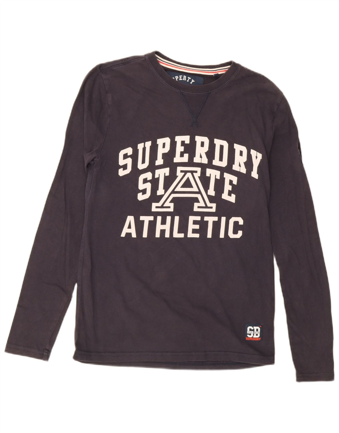Ανδρικό γραφικό μπλουζάκι Superdry, μακρυμάνικο, βαμβακερό σε μπλε ναυτικό