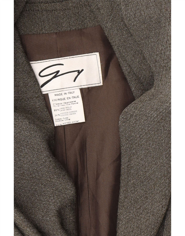 Genny Γυναικείο μπουφάν blazer UK 14 μεσαίο γκρι μαλλί ψαροκόκαλο