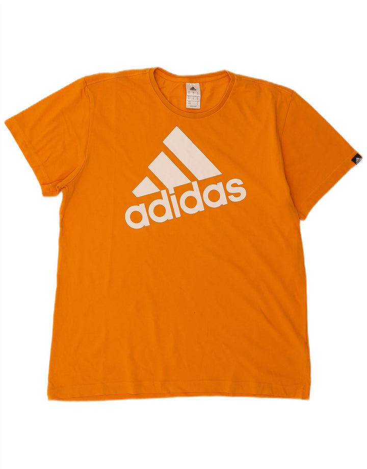 Ανδρικό γραφικό T-Shirt Adidas Top από μεσαίο πορτοκαλί βαμβακερό