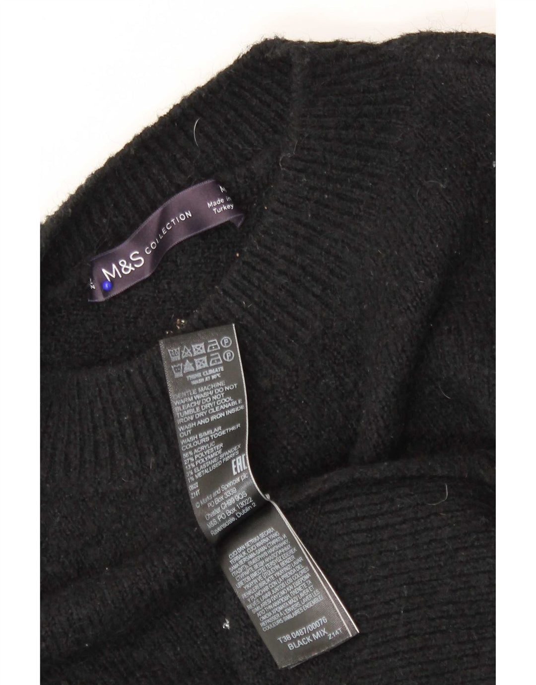 Marks & Spencer Γυναικείο πουλόβερ με λαιμόκοψη UK 14 Medium Black