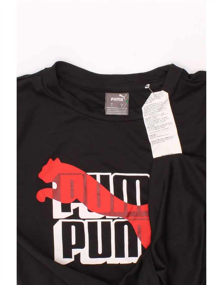 Puma Boys Graphic T-Shirt Top 6-7 Years Black Polyester
