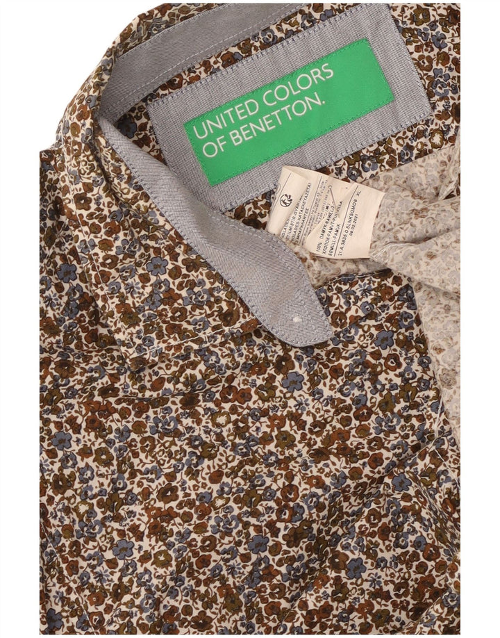 Ανδρικό πουκάμισο Benetton XL Πολύχρωμο φλοράλ βαμβακερό