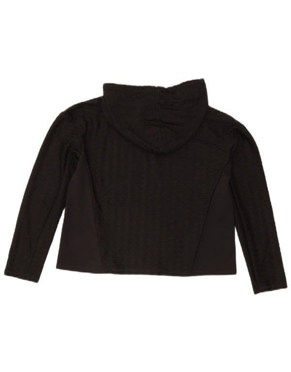 Puma Womens Training Crop Hoodie Jumper UK 6 XS Black Argyle/Diamond