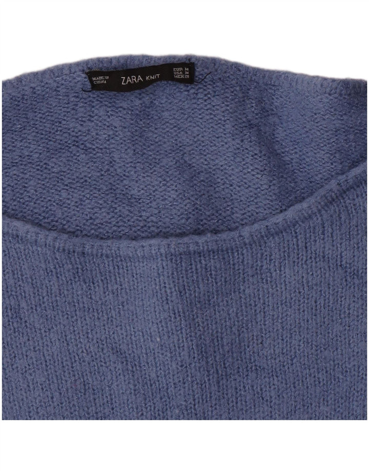 Zara Γυναικείο πουλόβερ με λαιμόκαυστο UK 14 Medium Blue
