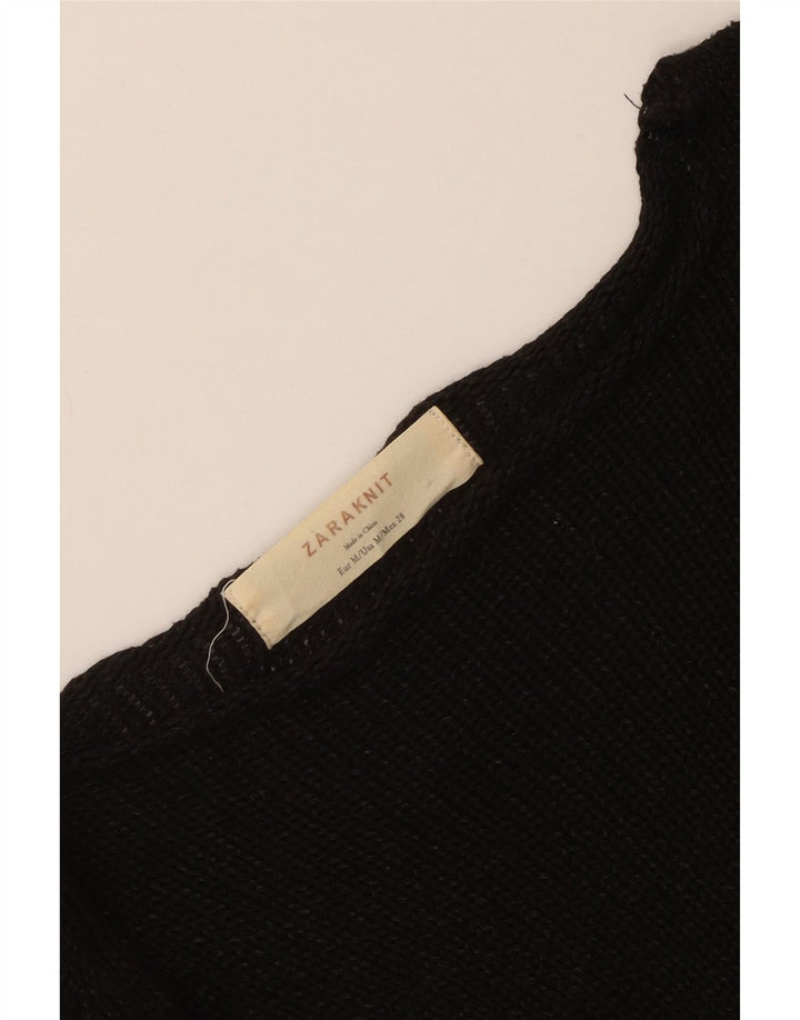 Zara Γυναικείο πουλόβερ με λαιμόκοψη UK 12 Medium Μαύρο