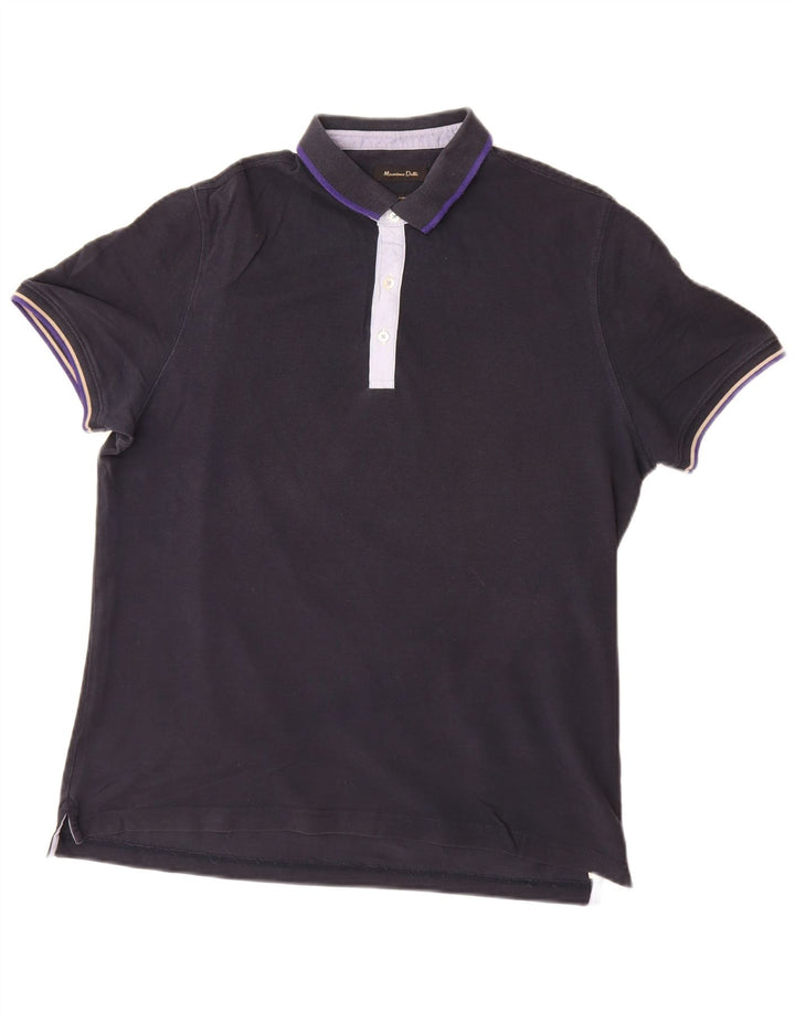 MASSIMO DUTTI Ανδρικό μπλουζάκι πόλο XL Navy Blue βαμβακερό