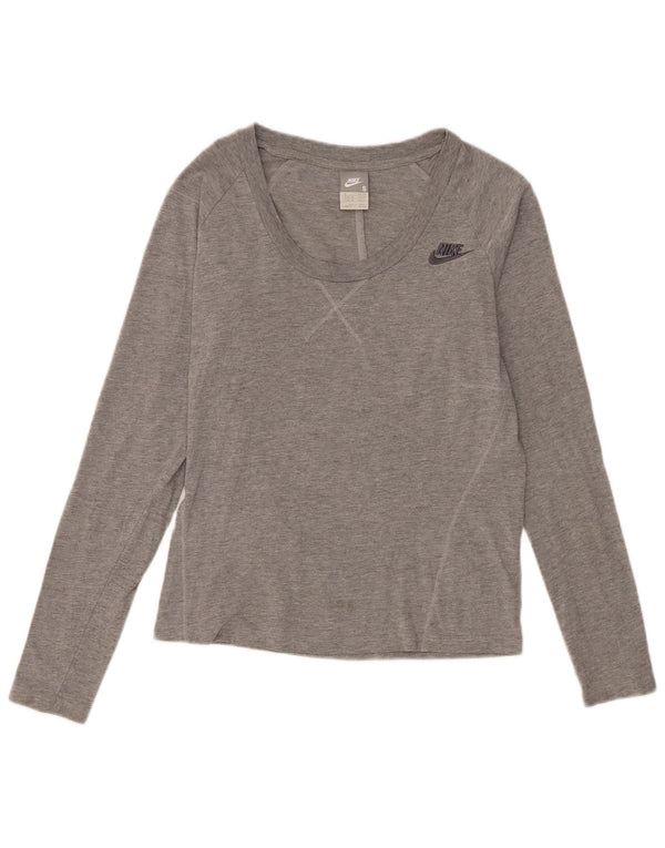 Γυναικείο τοπ Nike μακρυμάνικο UK 10 Small γκρι βαμβακερό