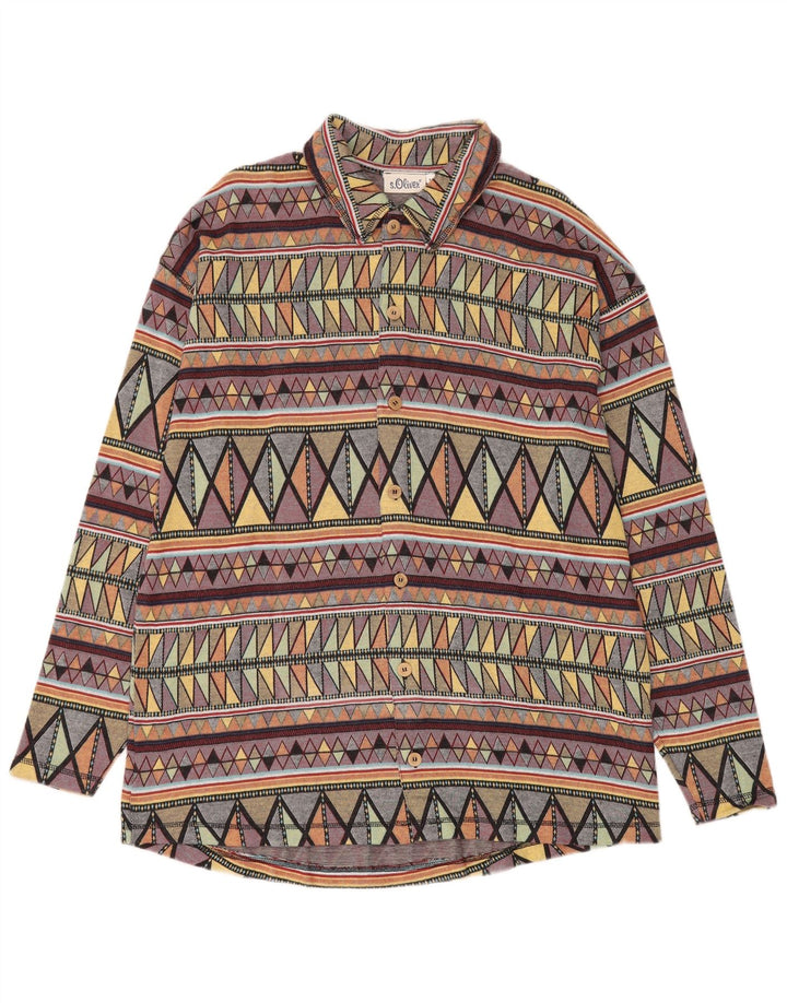 S.Oliver Ανδρικό Φανελένιο Πουκάμισο Μεσαίο Πολύχρωμο Γεωμετρικό Βαμβάκι
