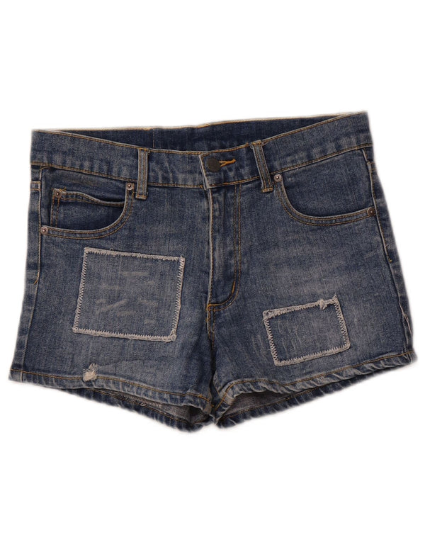 Φτηνό Monday Womens Distressed τζιν σορτς W29 Medium Blue Patchwork