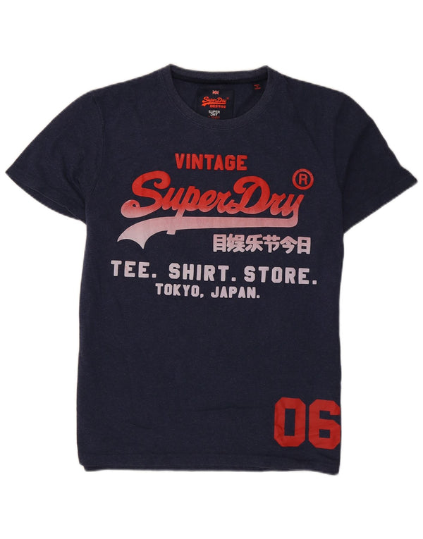 Ανδρικό γραφικό T-Shirt Superdry Top XL Navy Blue Cotton