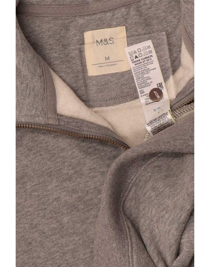 Ανδρικό φούτερ με φερμουάρ Marks & Spencer, βαμβακερό μεσαίο γκρι
