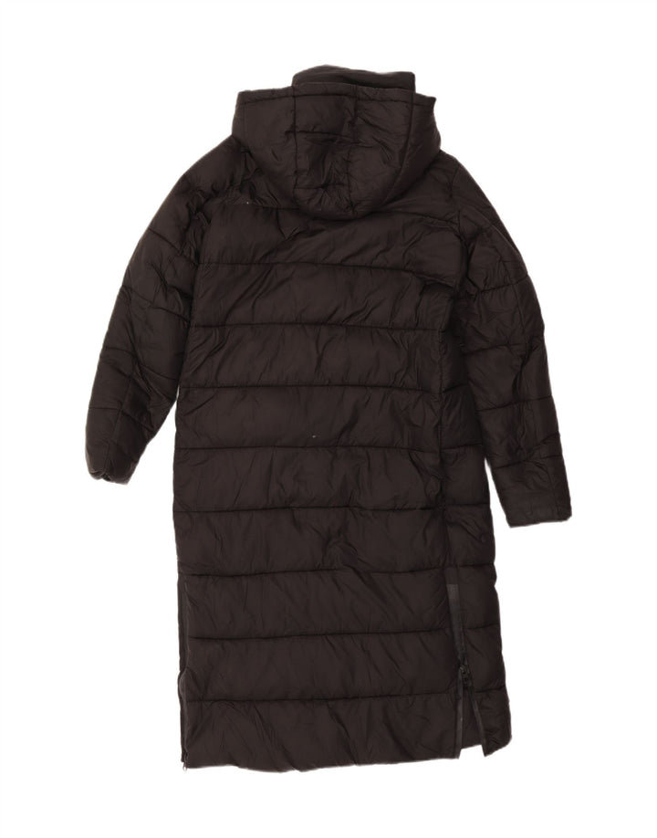 ZARA Γυναικείο παλτό με κουκούλα μεγάλου μεγέθους UK 10 μικρό μαύρο πολυεστέρα