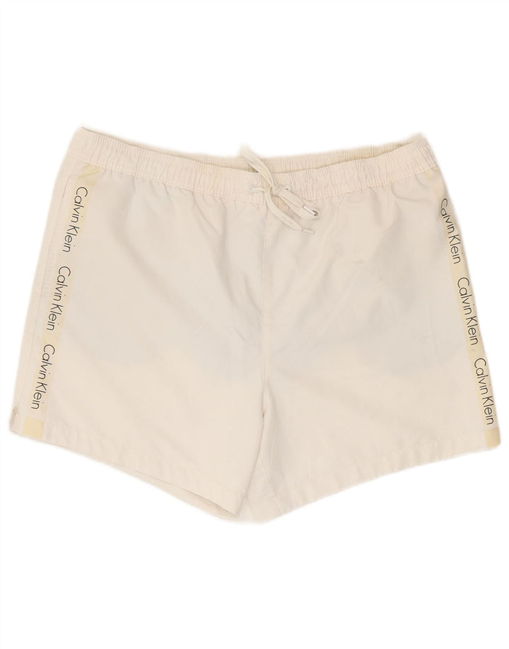 Calvin Klein Ανδρικό γραφικό σορτς κολύμβησης μεγάλο λευκό πολυεστέρα