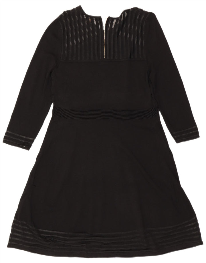 Γυναικείο μακρυμάνικο φόρεμα A-line CALVIN KLEIN UK 18 XL μαύρο ριγέ ρεγιόν