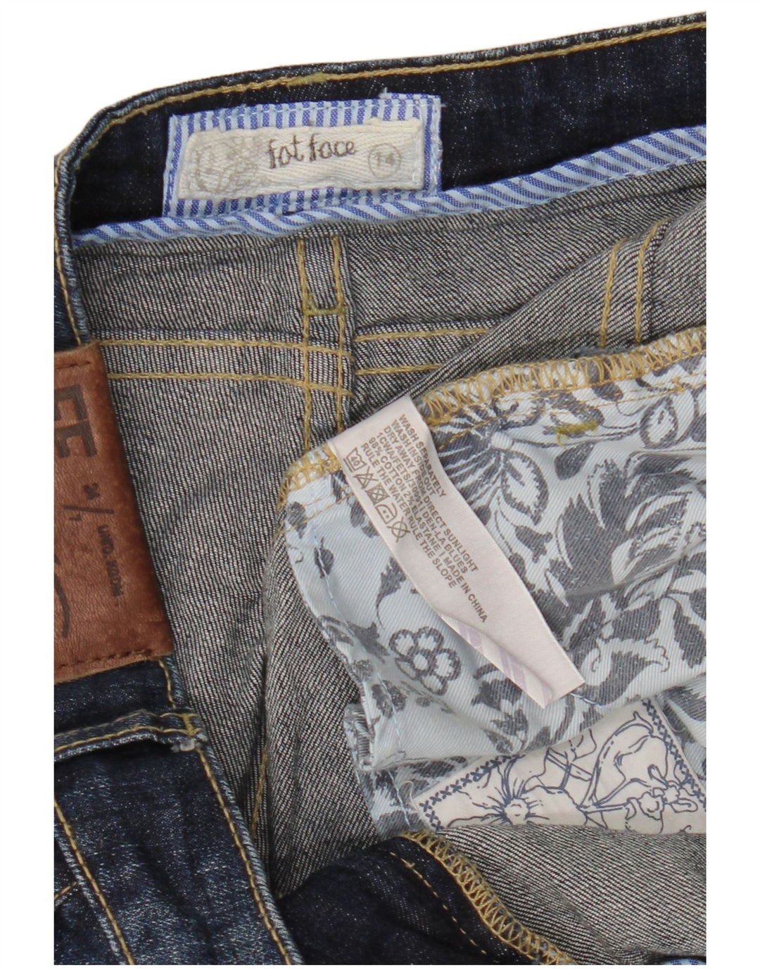 FAT FACE Γυναικείο Cropped Jeans UK 14 Large W34 L24 Navy Blue Cotton