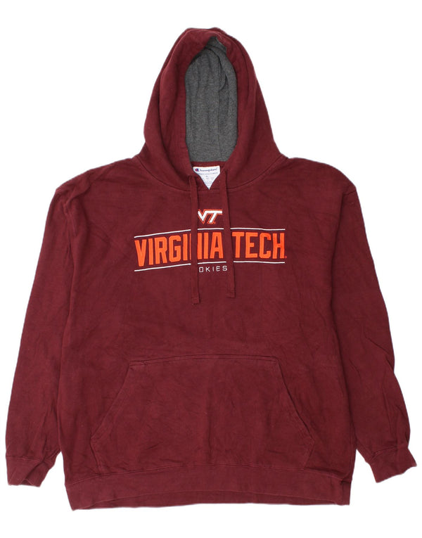 Champion Mens Virginia Tech Hokies Graphic Hoodie Jumper XL Maroon Cotton