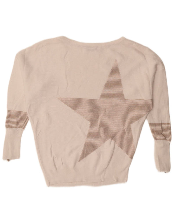 MINT VELVET Γυναικείο πουλόβερ υπερμεγέθη σκακιέρα με λαιμόκοψη UK 6 XS Λευκό ριγέ