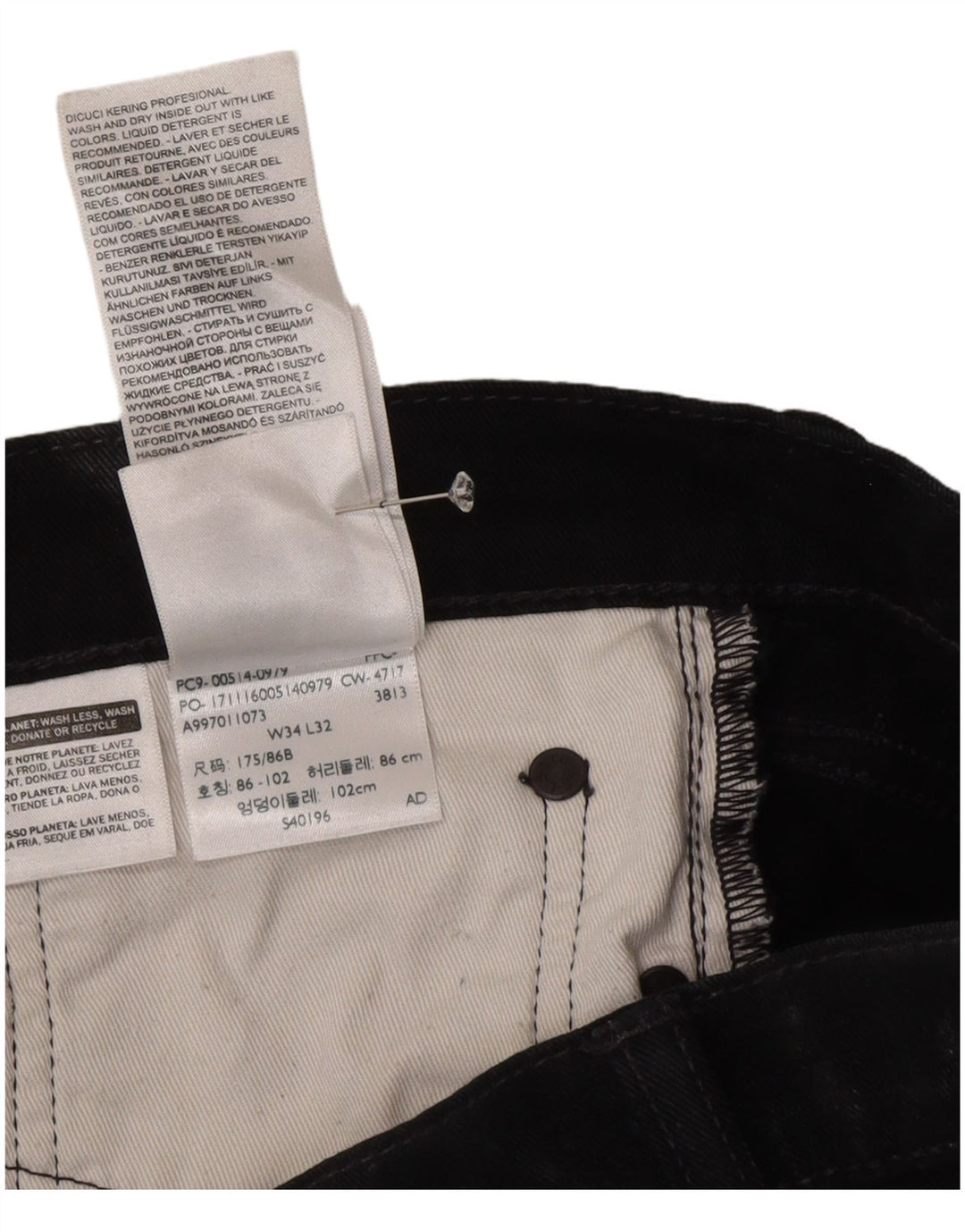Levi's Mens 514 Straight Jeans W34 L32 Μαύρο βαμβακερό