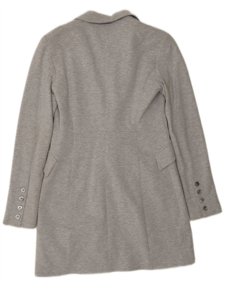 Zara Γυναικείο Longline 1 Button Jacket UK 12 Medium Grey Cotton