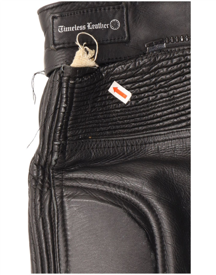 VINTAGE Ανδρικό Biker Δερμάτινο Παντελόνι W32 L23 Μαύρο