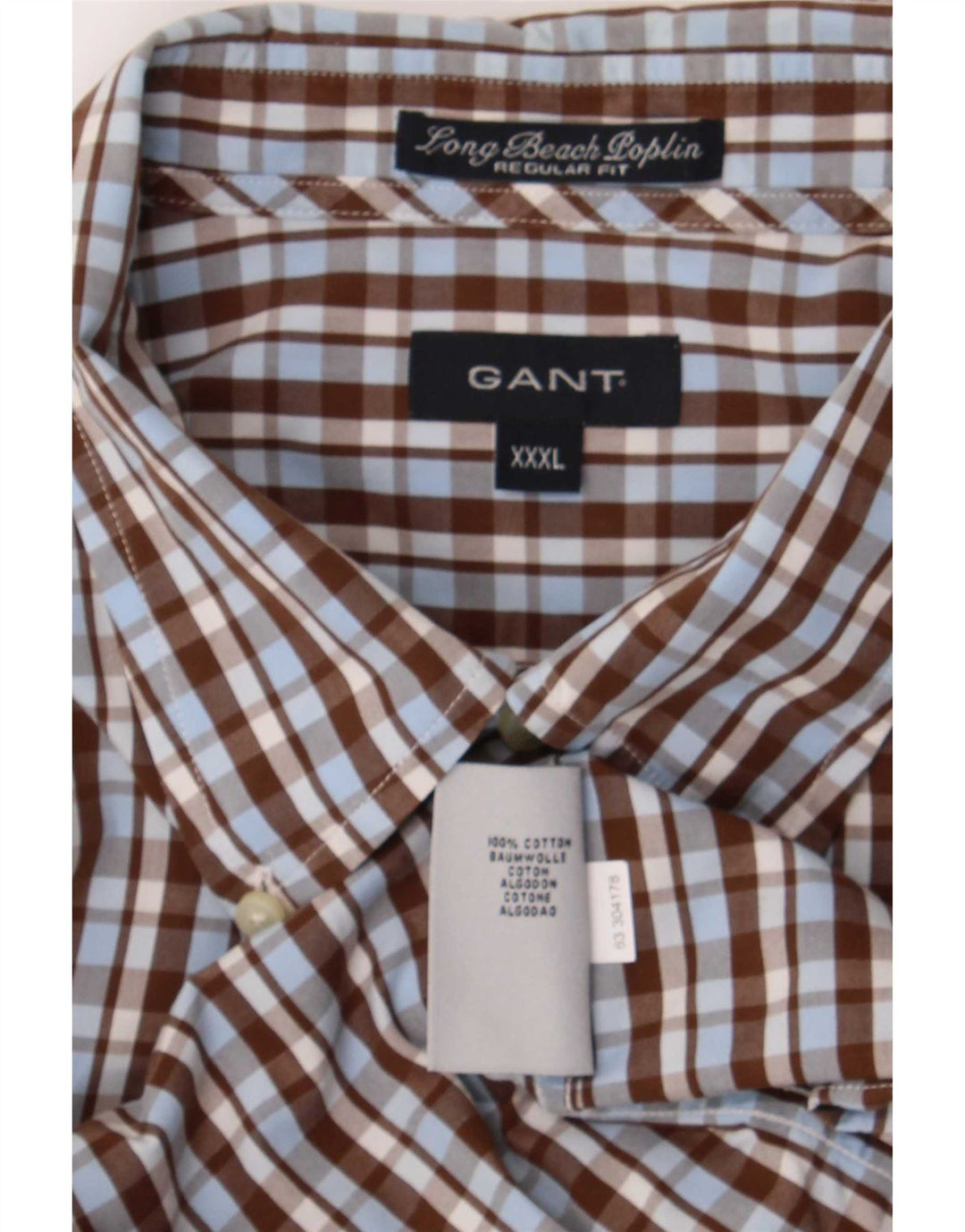 Ανδρικό πουκάμισο Gant Regular Fit 3XL Καφέ βαμβακερό καρό