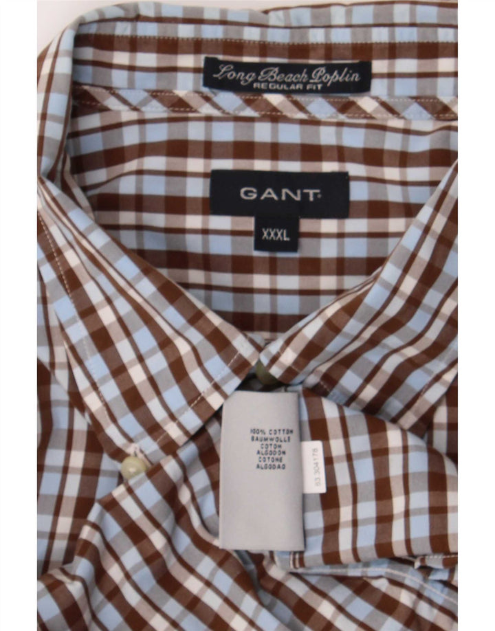 Ανδρικό πουκάμισο Gant Regular Fit 3XL Καφέ βαμβακερό καρό