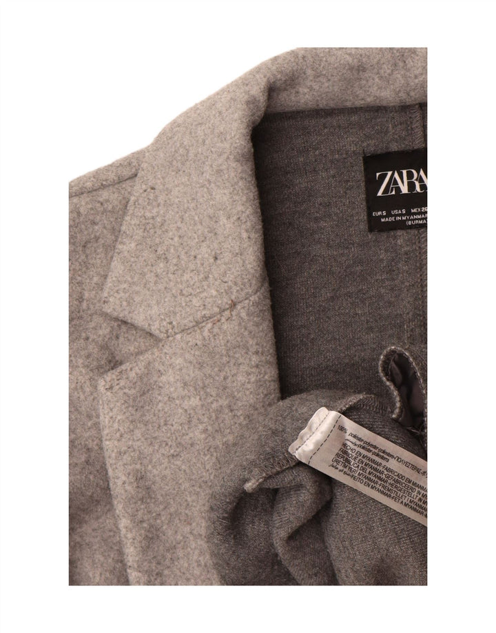 Zara Γυναικείο Ανοιχτό Παλτό UK 10 Small Grey Polyester