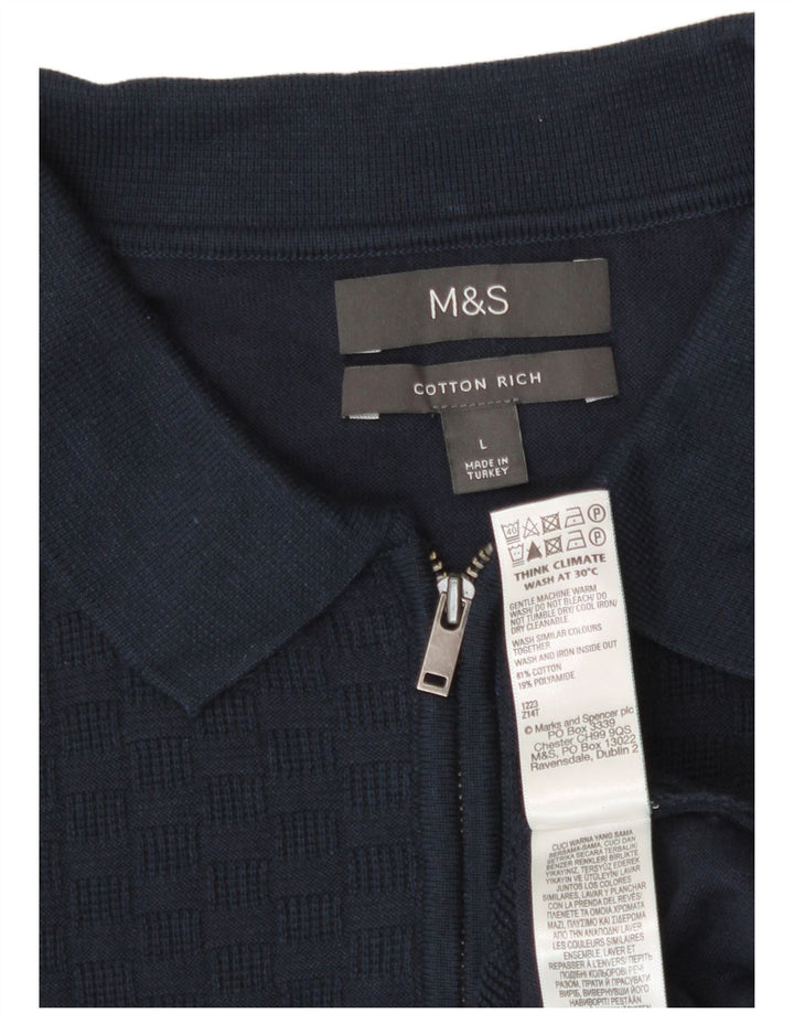 Marks & Spencer Ανδρικό Πόλο πουλόβερ με λαιμόκοψη Μεγάλο Ναυτικό Γεωμετρικό